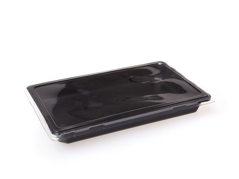 Black plastic tray rectangular 1015ml