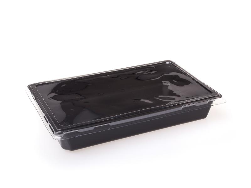 Black plastic tray rectangular 1300ml