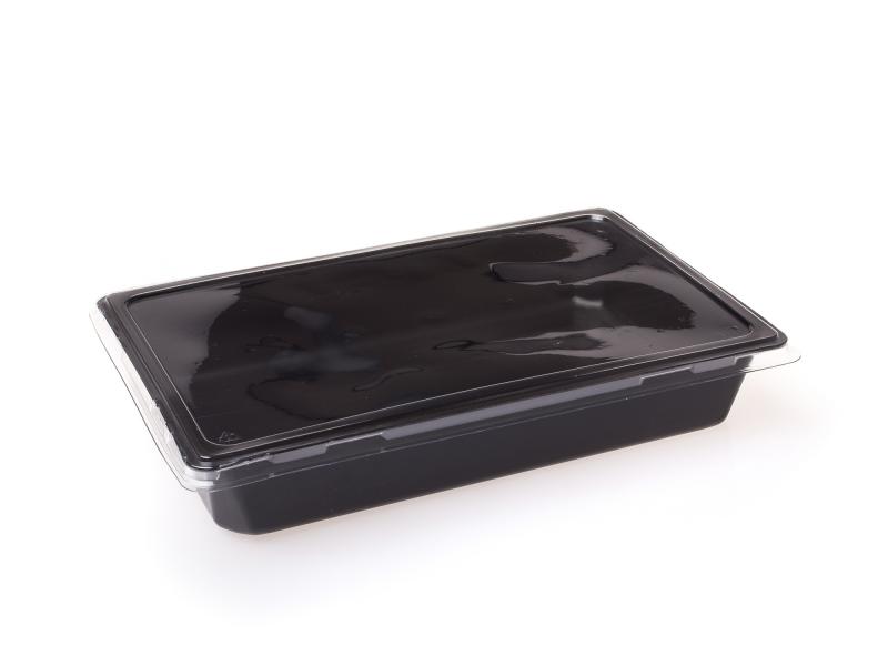Black plastic tray rectangular 1700ml