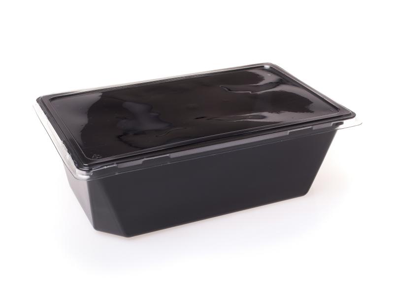 Black plastic tray rectangular 2650ml
